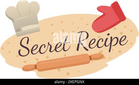 Recette secrète, produits de boulangerie pâte et broche Illustration de Vecteur