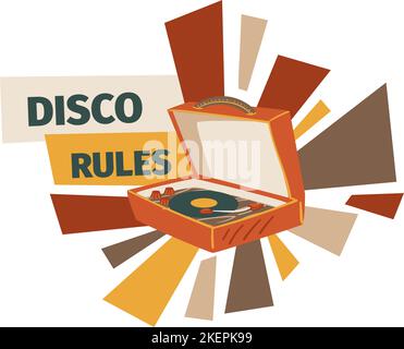 Disco rules, ancien vecteur de périphérique de lecteur de disques vinyle Illustration de Vecteur