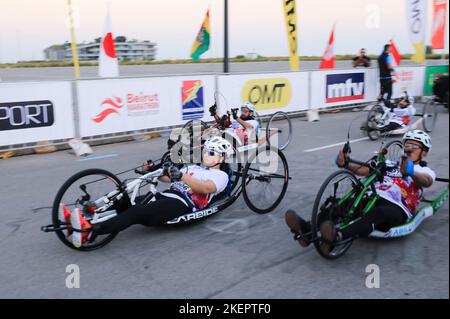 Beyrouth, Liban. 13th novembre 2022. Les participants participent au Marathon international de Beyrouth, à Beyrouth, au Liban, le 13 novembre 2022. Credit: Liu Zongya/Xinhua/Alay Live News Banque D'Images