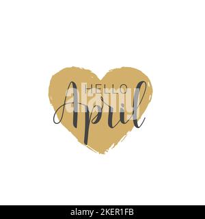 Illustration vectorielle. Lettrage manuscrit de Hello April. Modèle pour bannière, carte de vœux, carte postale, invitation, affiche ou autocollant. Illustration de Vecteur