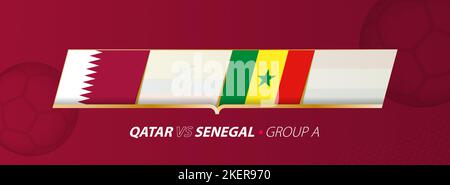 Qatar - illustration du match de football du Sénégal dans le groupe A. drapeaux vectoriels. Illustration de Vecteur