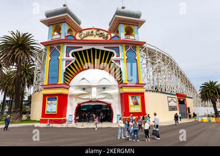 Parc d'attractions St Kilda Luna Park situé dans cette banlieue de Melbourne, Victoria, Australie Banque D'Images