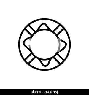 Icône de ligne noire de bouée de sauvetage. Équipement de natation. Objet d'aide Illustration de Vecteur