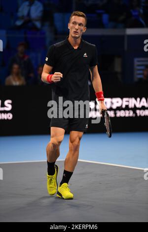 Finals ATP de la prochaine génération - 08–12/11/2022 - Milan - Italie; Lehecka Jiri (CZE) en action contre Passaro Francesco (ITA) Banque D'Images