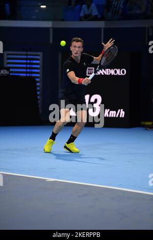 Finals ATP de la prochaine génération - 08–12/11/2022 - Milan - Italie; Lehecka Jiri (CZE) en action contre Passaro Francesco (ITA) Banque D'Images