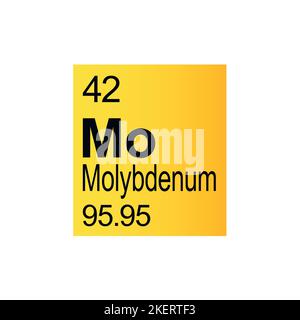 Élément chimique en molybdène de Mendeleev Tableau périodique sur fond jaune. Illustration vectorielle colorée - affiche le numéro, le symbole, le nom et la wei atomique Illustration de Vecteur