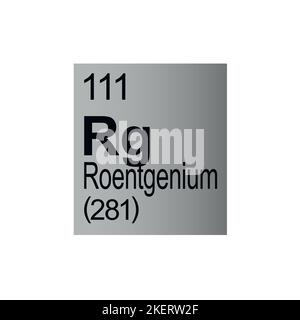 Élément chimique de Roentgenium de Mendeleev Tableau périodique sur fond gris. Illustration de Vecteur