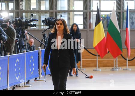 Bruxelles, Belgique. 14th novembre 2022. Sviatlana TSIKHANOUSKAYA, leader de l'opposition démocratique bélarussienne, assiste à une réunion des ministres des Affaires étrangères de l'UE, au Conseil européen de Bruxelles (Belgique) sur le 14 novembre 2022. Crédit: ALEXANDROS MICHAILIDIS/Alamy Live News Banque D'Images