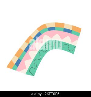 Fantasy bizarre boho ethnique arc-en-ciel. Arc de couleur pastel pour la décoration murale de la garderie. Motifs pétale de l'onde du panneau en motif, illustration vectorielle Illustration de Vecteur