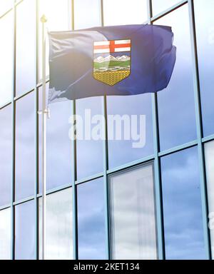 Drapeau de l'Alberta sur un mât Banque D'Images