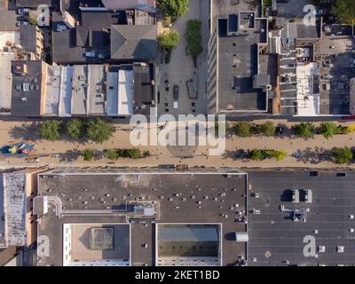 26 juin 2022, image aérienne d'été tôt le matin de la région entourant la ville d'Ithaca, NY, États-Unis Banque D'Images