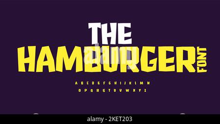 Laidback joueur découpe police Chubby lettres de dessin animé pour enfants films poster. Police brute hachée amusant alphabet puéril pour le logo de jouet, titre de paquet Illustration de Vecteur