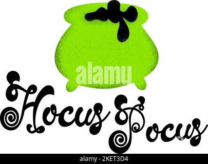 joli vert dégradé coloré hocus pocus typographie art design pour le thème halloween Illustration de Vecteur