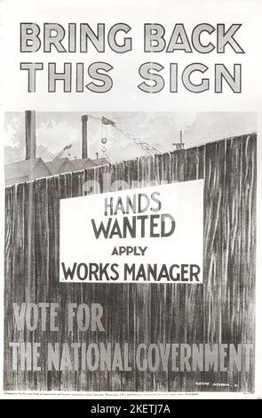 Affiche électorale du Parti conservateur britannique en 1931. Banque D'Images