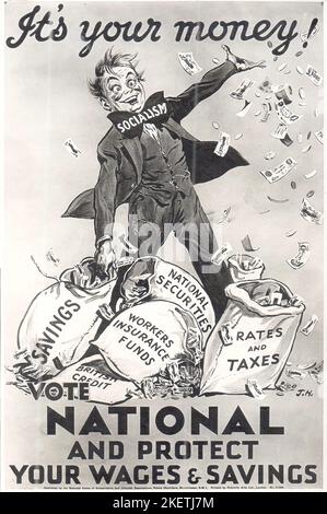 Affiche électorale du Parti conservateur britannique en 1931. Banque D'Images