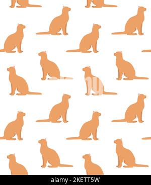 Motif vectoriel sans couture de chat plat dessiné à la main Illustration de Vecteur