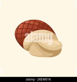 Illustration vectorielle d'un plat américain - jambon de Noël. Cuisine pour le nouvel an et Noël. Style plat. Illustration de Vecteur