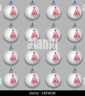Motif sans couture de boules de Noël blanches, vectorielles Illustration de Vecteur