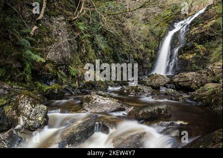 Gray Mare's Tail Waterfall Galloway Forest Park Banque D'Images