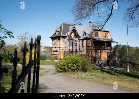 Immense manoir gothique créepy comme une maison d'un film d'horreur, à Stockholm, en Suède. Banque D'Images