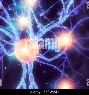 Vue microscopique des synapses. Connexions cérébrales. Neurones et ...