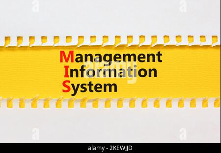 Symbole du système d'information de gestion mis. Concept mots système d'information de gestion mis sur papier jaune sur fond blanc magnifique. Mis. Métier Banque D'Images