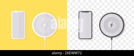 Chargeur sans fil. Chargeur sans fil rond avec téléphone. Design tendance. Illustration vectorielle Illustration de Vecteur