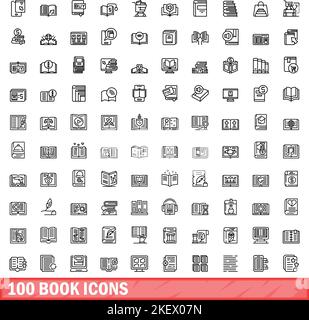 ensemble de 100 icônes de livre. Illustration de 100 icônes de livre ensemble de vecteurs isolé sur fond blanc Illustration de Vecteur