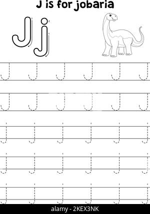 Jobaria Dinosaur Tracing lettre ABC coloriage J Illustration de Vecteur