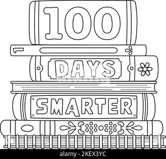 100th Journée de l'école plus intelligente page de coloriage isolée Illustration de Vecteur