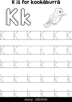 Kookaburra Animal Tracing lettre ABC coloriage K Illustration de Vecteur