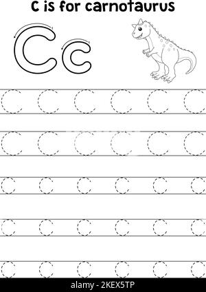 Carnotaurus Dinosaur Tracing lettre ABC coloriage C Illustration de Vecteur