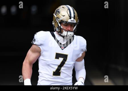 Pittsburgh, Pennsylvanie, États-Unis. 13th novembre 2022. 13 novembre 2022 New Orleans Saints Tight End Taysom Hill (7) pendant Pittsburgh Steelers vs New Orleans Saints à Pittsburgh, PA. Jake Mysliwczyk/BMR (image de crédit : © Jake Mysliwczyk/BMR via ZUMA Press Wire) Banque D'Images