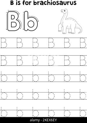 Brachiosaurus Dino Tracing lettre ABC coloriage B Illustration de Vecteur