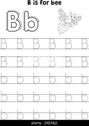 Papier à lettres ABC coloriage page B Illustration de Vecteur