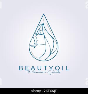 Un dessin vectoriel de l'huile de soin de beauté logo icône sur fond blanc Illustration de Vecteur