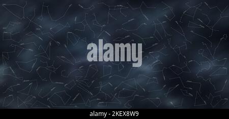 Constellations d'étoiles carte avec toutes les constellations d'étoiles 88 Banque D'Images