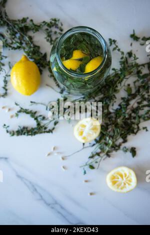 Encore la vie avec la limonade, les citrons et la menthe Banque D'Images