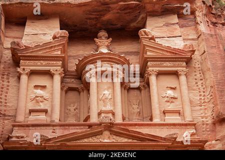 Façade détaillée Treasury Petra Jordan Banque D'Images