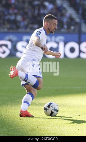 Paris, France - 13 novembre 2022, Gaetan Perrin d'Auxerre lors du championnat français Ligue 1, match de football entre Paris Saint-Germain et AJ Auxerre sur 13 novembre 2022 au stade du Parc des Princes à Paris, France - photo : Jean Catuffe/DPPI/LiveMedia Banque D'Images