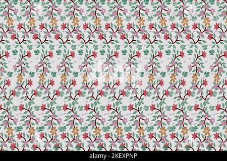 Motif fleuri sans couture avec fleurs et feuilles colorées. Le modèle élégant pour les tirages de mode. Fond floral moderne. Illustration de Vecteur