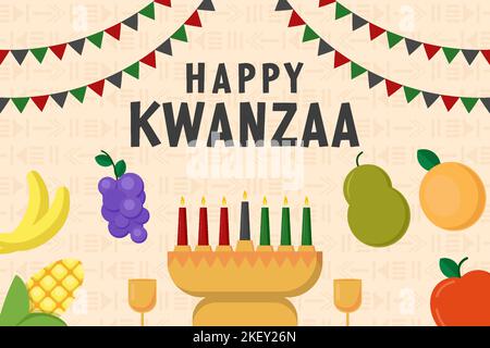 Happy Kwanzaa dans une illustration de fond plate Illustration de Vecteur