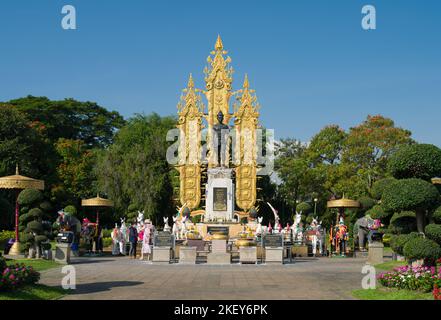 District de Mueang Chiang Rai, Tayland. 15 novembre 2022 ; monument du roi Mangrai. Banque D'Images