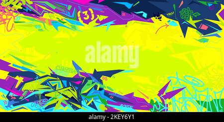 Tendance futuriste Hi-tech style Cyberpunk style coloré abstrait urbain Street Art Graffiti Vector Illustration Template arrière-plan Illustration de Vecteur