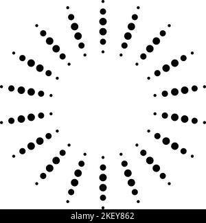 Lignes de cercle radiales par points. Lignes géométriques de vitesse de rayonnement circulaire. Symbole rayons étoiles du soleil. Élément de conception à rayures demi-teintes abstraites. Lignes de mouvement Illustration de Vecteur