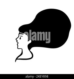 illustration vectorielle visage de la femme en pleurs . femme pleure. Doodle problème de santé mentale, tristesse, maladie, dépression. Fille pleureuse. Déchirure sur une femme triste Illustration de Vecteur