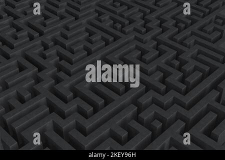Arrière-plan labyrinthe abstrait. Immense labyrinthe comme symbole de l'errance sans fin et peu concluante à la recherche d'une sortie, arrière-plan abstrait, 3D illustration. Banque D'Images
