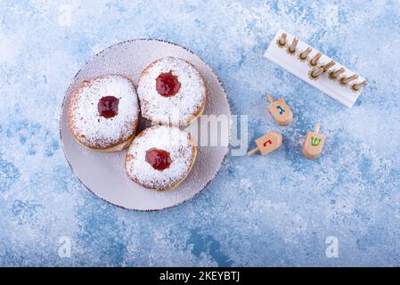 Vacances juives traditionnelles de la cuisine Hanukkah. Banque D'Images