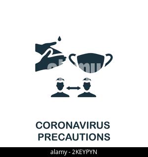 Icône de précautions contre le coronavirus. Monochrome simple Nouvelle icône de normalité pour modèles, web design et infographies Illustration de Vecteur