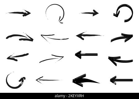 Jeu d'icônes de flèches dessinées à la main. Illustration vectorielle Illustration de Vecteur